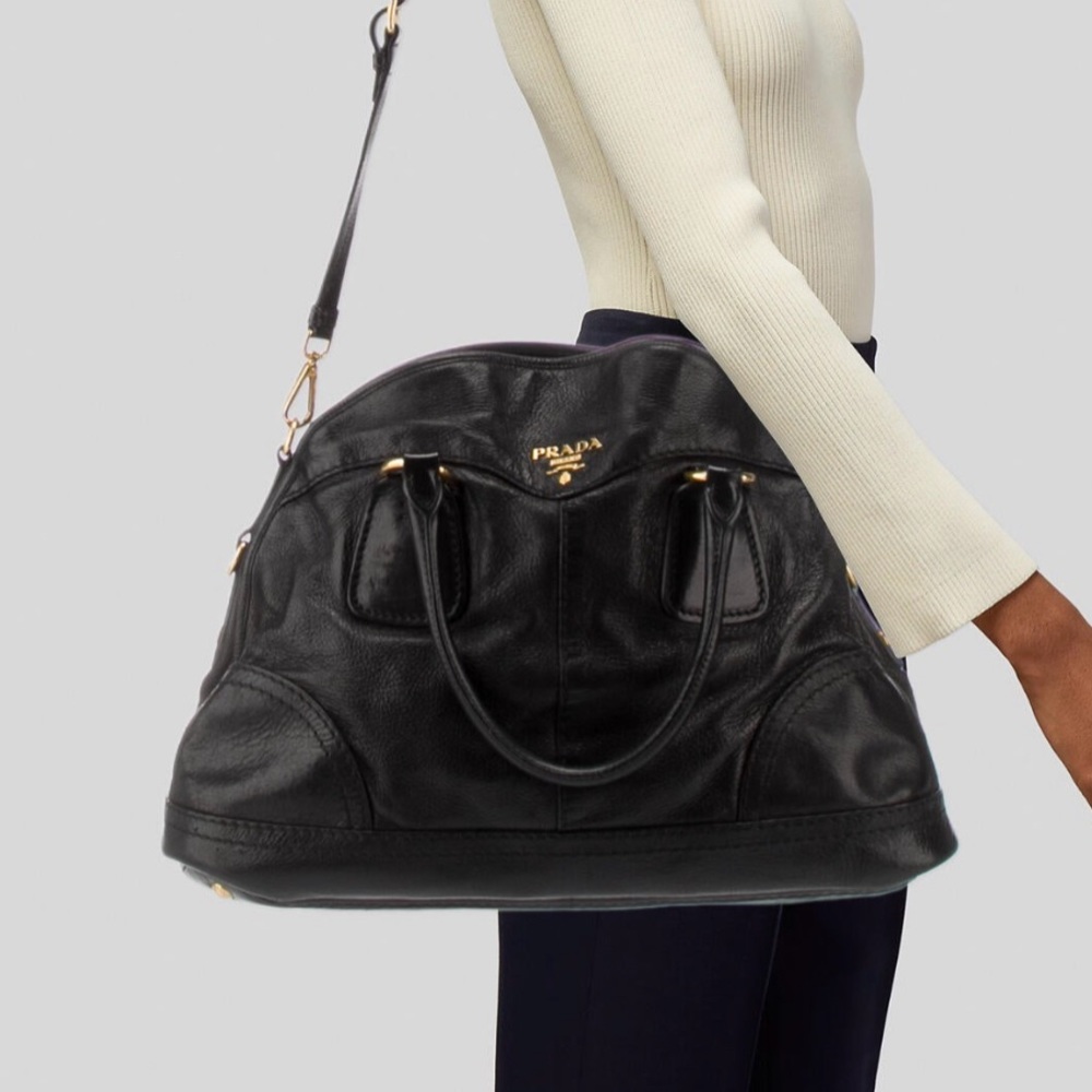 AUTHENTIC PRADA CERVO SHINE DOME BOWLER SHOULDER / CROSSBODY HANDBAG - Picture 4 of 10